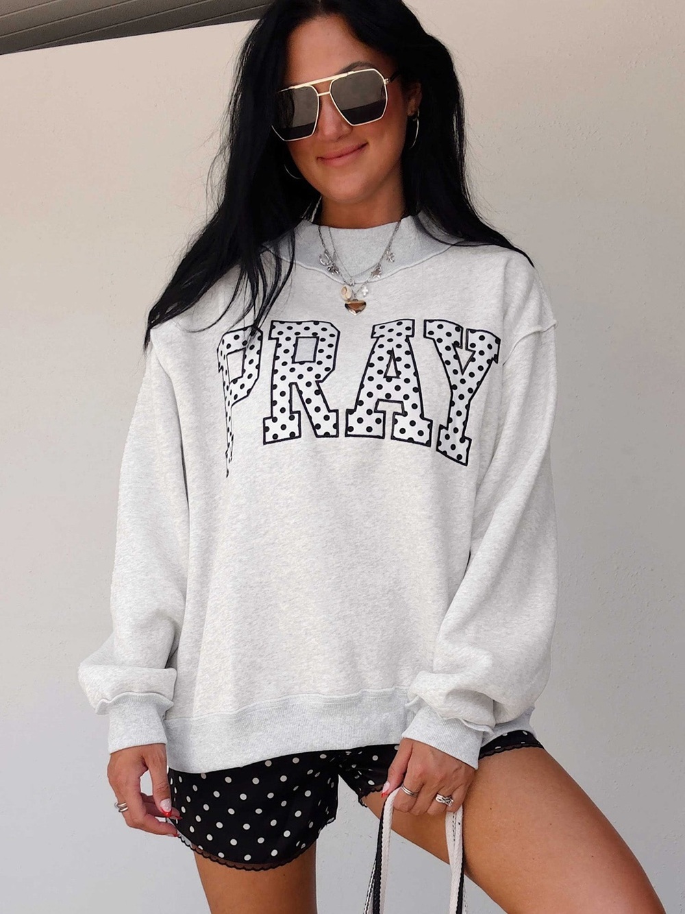 Pray Polka Dot Mockneck
